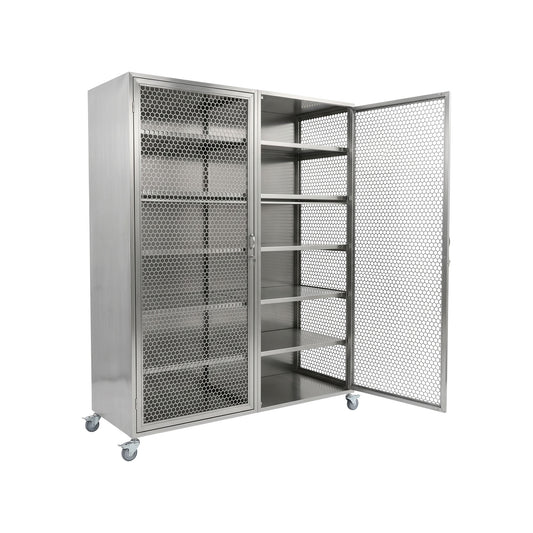 Armário Tela em Aço Inox 304 com 5 Prateleiras