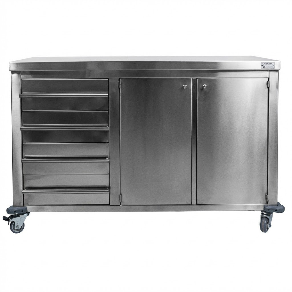 Bancada com Gaveteiro e Armário em Aço Inox 304