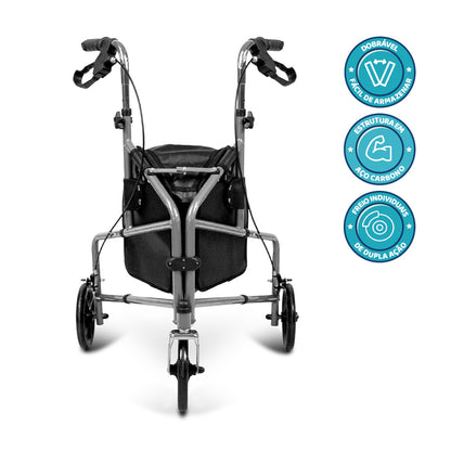 Andador Dobrável 3 Rodas - D11 Dellamed