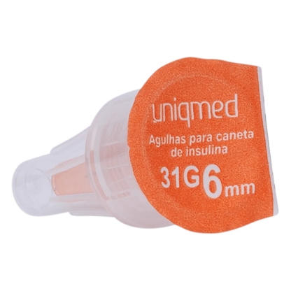 Agulha para Caneta de Insulina Uniqmed 6mm x 31G (0,25mm) - Caixa com 100 unidades
