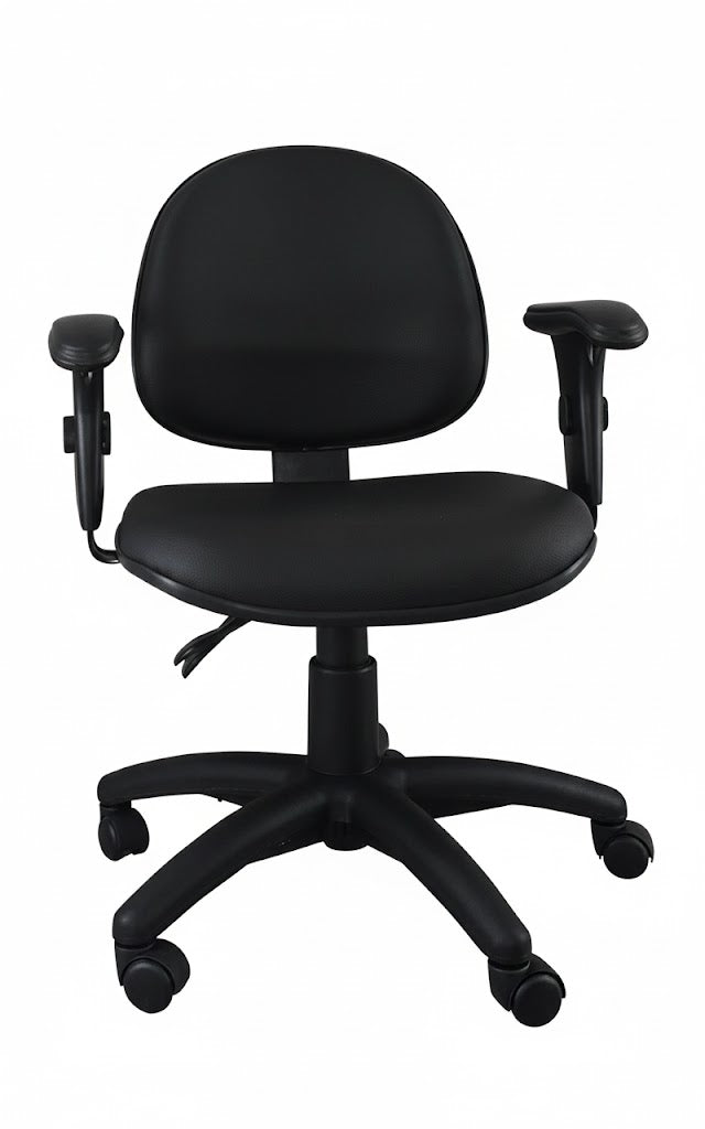 Cadeira digitadora ergonômica com ajuste de altura e base giratória para uso operacional preta