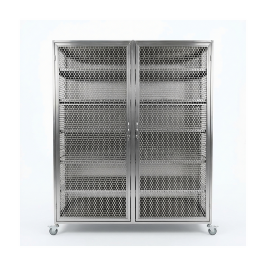 Armário Tela em Aço Inox 304 com 5 Prateleiras